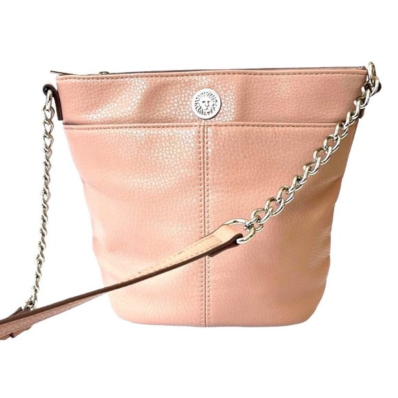 CLASSY Anne Klein Salmon/Pink Crossbody/ Shoulder Bucket Bag Adjustable Strap - Picture 1 of 16